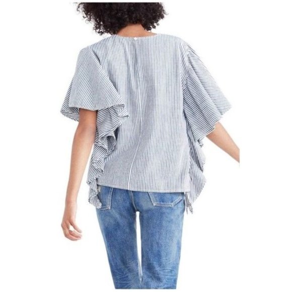 Madewell indigo stripe butterfly short sleeve top XS - Picture 3 of 7